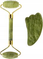 MASAŻER JADEITOWY KAMIEŃ NATURALNY GUA SHA ZESTAW
