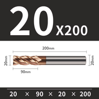 Frez TiSiN 4 ostrza Z-4 do stali nierdzewnej do 55HRC Roz. Ø20x90x20Dx200L