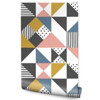 Tapeta Ścienna Do Salonu Wzór Geometryczny Kolorowe Trójkąty Abstrakcja