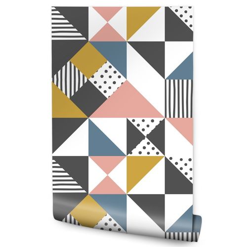 Tapeta Ścienna Do Salonu Wzór Geometryczny Kolorowe Trójkąty Abstrakcja na Arena.pl