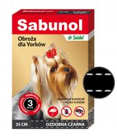 OBROŻA DLA YORKÓW NA PCHŁY KLESZCZE 35CM CZARNA