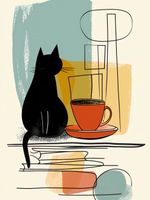 Plakat 60x80cm Kot i Kawa