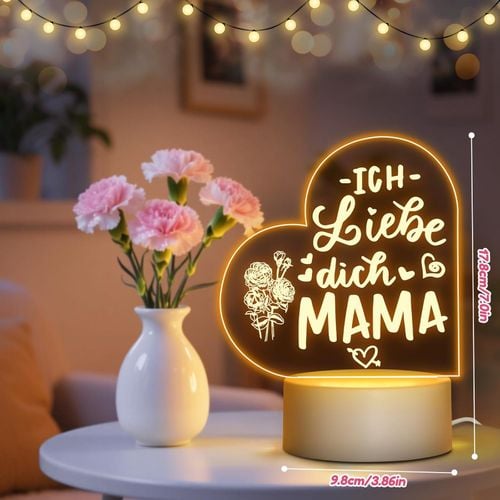 Lampka LED dla Mamy Kocham Cię Mamo 18x10 cm Prezent na Dzień Matki na Arena.pl