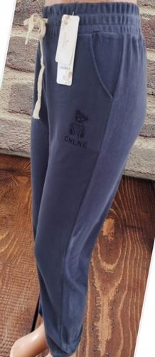 SPODNIE WELUROWE miękkie z wzorem MISIA bawełna NIEBIESKIE S/M loosoo na Arena.pl