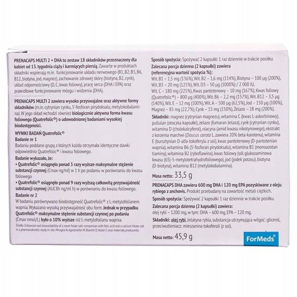 FORMEDS PRENACAPS MULTI 2 + DHA 120 kap. zdjęcie 2