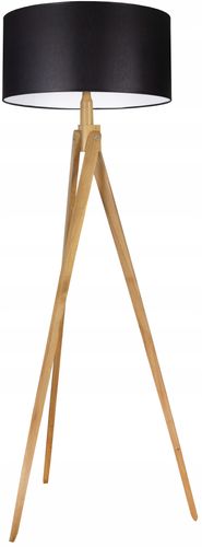 LAMPA PODŁOGOWA TRÓJNÓG, DREWNO, ABAŻUR na Arena.pl