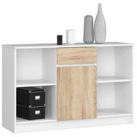 Komoda otwarta, drzwi, szuflada, ELIO, 120x40x77 cm, biel | TYLETEGOTU