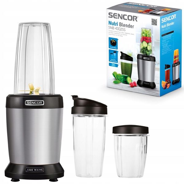 Nutri blender kielichowy 1000W 2 BUTELKI 800ml/1L srebrny Sencor SNB4302SS zdjęcie 1
