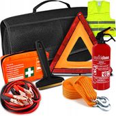 NIEZBĘDNIK KIEROWCY GAŚNICA TRÓJKĄT APTECZKA TORBA KABLE SKRONACZKA LINKA