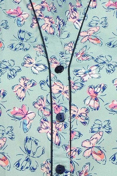 Seledynowa Koszula w Motyle - 40 / L zdjęcie 3