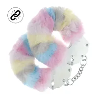 shots toys kajdanki heavy-duty fluffy multicolor - miękkie obszycie