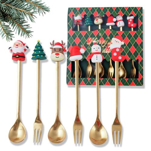 zestaw łyżeczek ze świątecznymi  złote 16,8 x 2,9cm lyz6 na Arena.pl