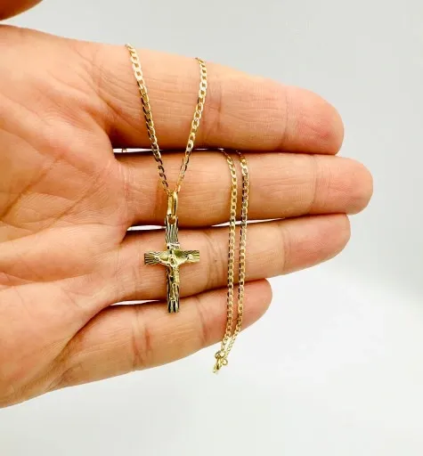 ZŁOTY ŁAŃCUSZEK 585 Krzyżyk KOMUNIA CHRZEST zdjęcie 7