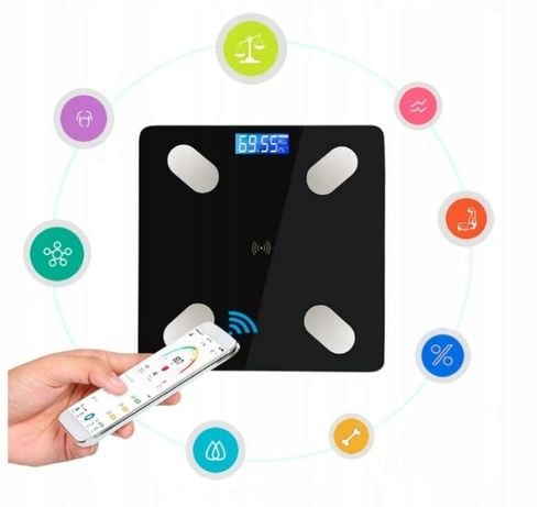 WAGA ŁAZIENKOWA BLUETOOTH SMART INTELIGENTNA ANALITYCZNA BMI DO 180KG na Arena.pl