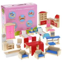 Drewniane Mebelki Meble do Domku dla Lalek 35 el.