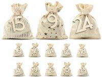 KALENDARZ ADWENTOWY WORECZKI BAWEŁNIANE ADWENT ŚWIĘTA BOŻEGO NARODZENIA DIY