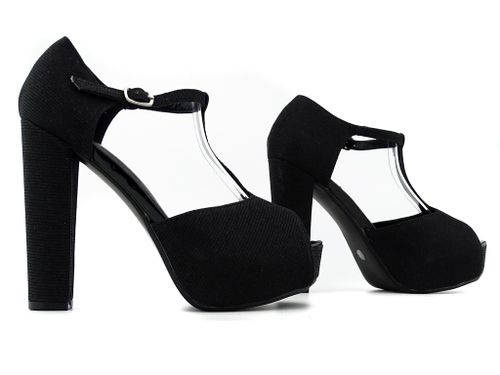 Czarne sandały na słupku platformie pasek 36 na Arena.pl