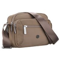 listonoszka damska z poliestru w ciemnobeżowym kolorze, dwukomorowa