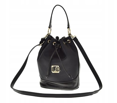 Laura Biaggi - torebka worek sakiewka zaciągany czarny mat + błysk E106 na Arena.pl