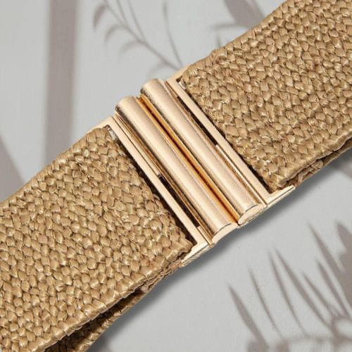 Damski słomiany pasek pleciony prosty beżowy ozdobny pas na talię na Arena.pl