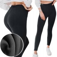 LEGGINSY z WYSOKIM STANEM PRĄŻKOWANE MODELUJĄCE BAWEŁNA KRYJĄCE
