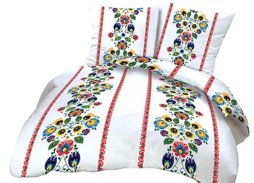 Pościel z kory 140x200 wzór łowicki czerwony na Arena.pl