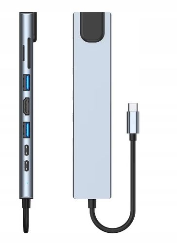HUB ADAPTER PRZEJŚCIÓWKA USB-C 8w1 2xUSB HDMI SD RJ45 na Arena.pl