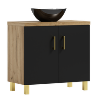 Szafka łazienkowa ROCO 60 czarny/dąb craft złoty z umywalką Eliza C (W5)