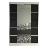 Szafa przesuwna Lino V z lustrem 120cm garderoba - BIAŁY/CZARNY