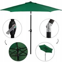 PARASOL OGRODOWY ŁAMANY SKŁADANY DUŻY SOLIDNY ZIELONY MOCNY 260cm Z KORBĄ