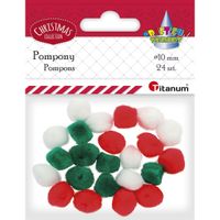 pompony mix kolorów 10mm x 24 szt boże narodzenie titanum