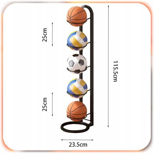 STOJAK NA PIŁKI metalowy 5 piłek półka organizer przechowywanie na Arena.pl