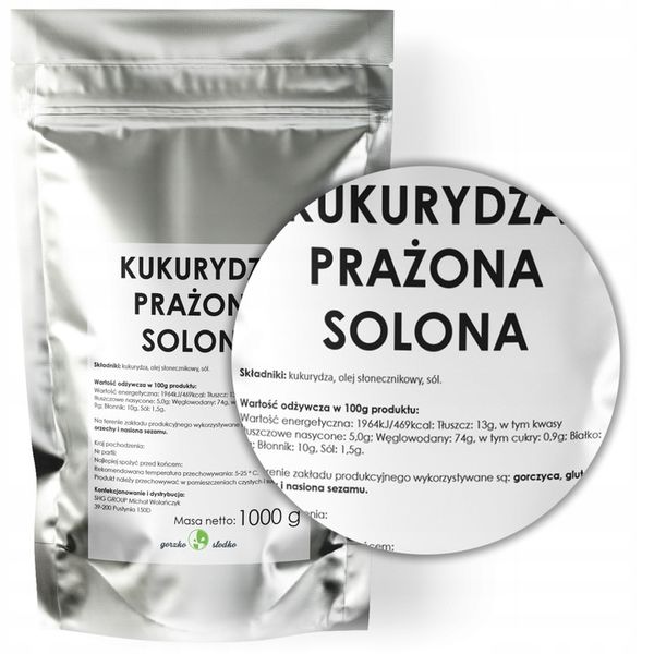 KUKURYDZA PRAŻONA SOLONA kukurydza z solą 1kg zdjęcie 8
