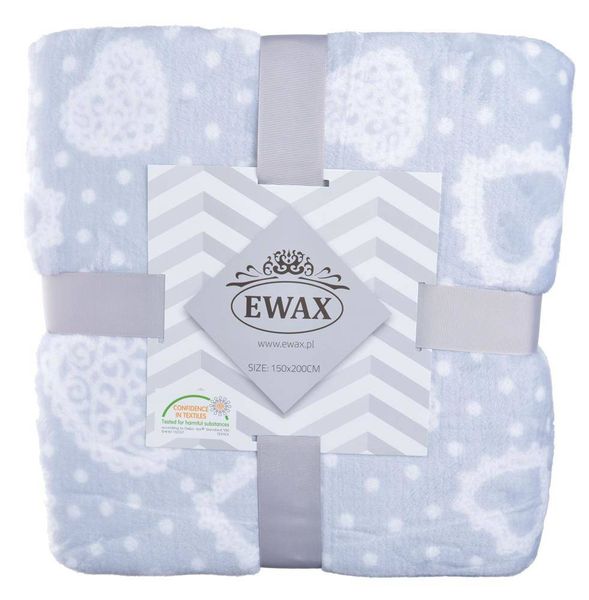 Koc szary w serca 150x200cm zdjęcie 1