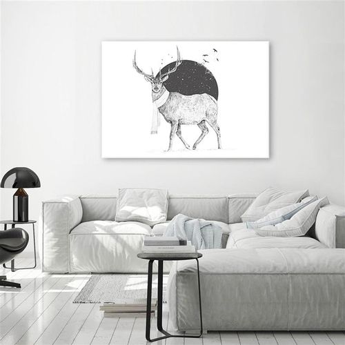 Deco Panel, Jeleń na białym tle 100x70 na Arena.pl