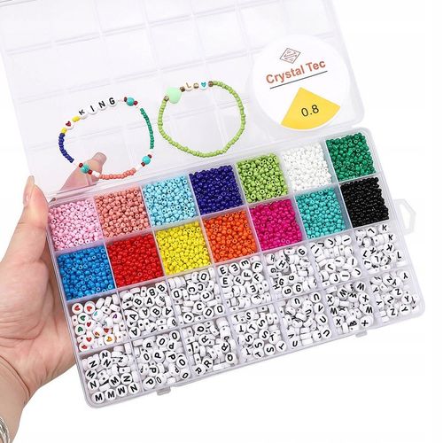 Zestaw do Robienia Tworzenia Bransoletek Koraliki Literki Akcesoria 4200 el na Arena.pl