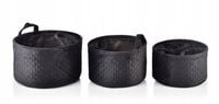 SARA BLACK KOMPLET 3 KOSZY 30x30x18/27x27x16/24x24x14 cm
