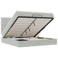 Rama łóżka otomana z materacami, szara, 180x200 cm, aksamit