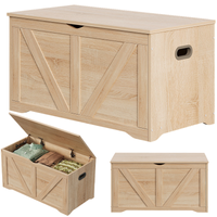 DREWNIANA DUŻA SKRZYNIA DO PRZECHOWYWANIA JASNY BRĄZ KUFER ŁAWKA LOFT