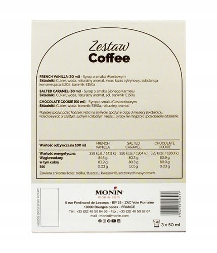 syrop do kawy MONIN | zestaw 3 x 50 ml: wanilia, czekolada, słony karmel na Arena.pl