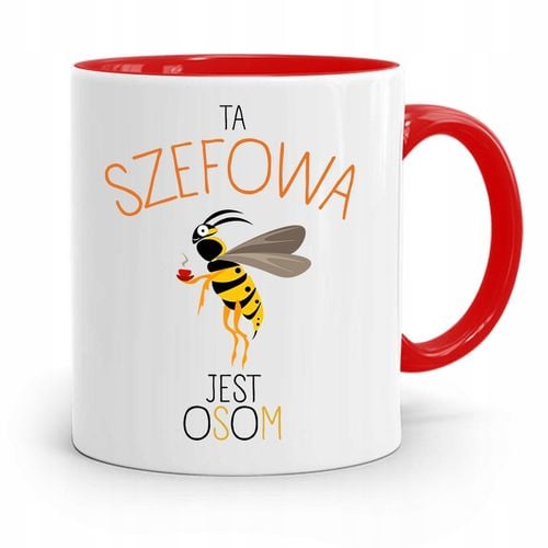 Kubek Czerwony Dla Szefowej Ta Szefowa Jest Osom Z Nadrukiem Ze Zdjęciem na Arena.pl
