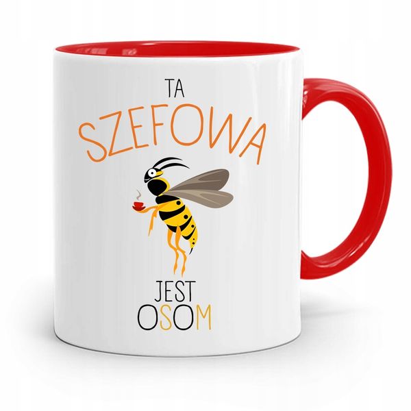 Kubek Czerwony Dla Szefowej Ta Szefowa Jest Osom Z Nadrukiem Ze Zdjęciem zdjęcie 1