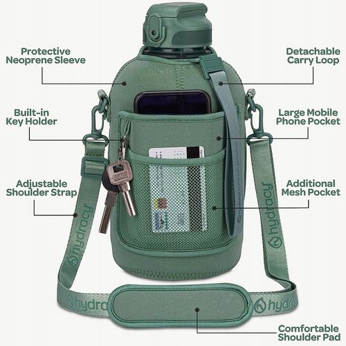 Duża butelka na wodę ze Słomką Uchwytem Pokrywką Kieszeniami pojemność 2,3l na Arena.pl