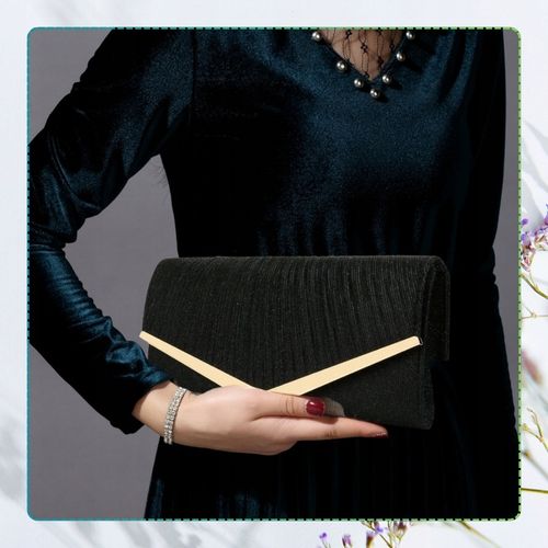 Torebka Wieczorowa Czarna Kopertówka Wizytowa Błyszcząca Ślub Wesele mała na Arena.pl