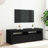 Szafka pod TV z oświetleniem LED, czarny dąb, 120x35x40 cm