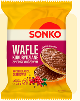 Sonko Wafle kukurydziane z pieprzem różowym w czekoladzie deserowej 32 g