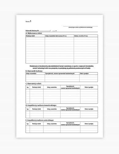 Dziennik budowy DB1 A4 NOWY WZÓR na Arena.pl