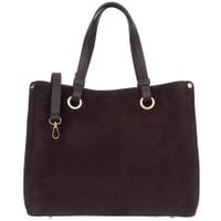 VERA PELLE torebka zamszowa klasyczna z paskiem na ramię V653 c.brązowa