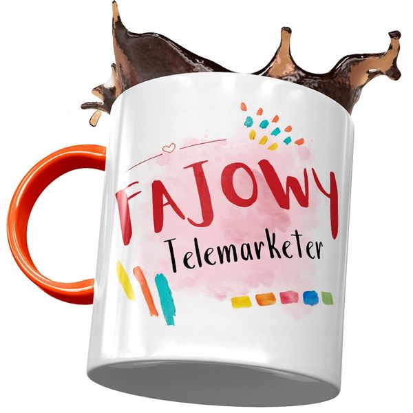 Kubek Pomarańczowy Dla Telemarketera Na Prezent Z Nadrukiem Ze Zdjęciem zdjęcie 1