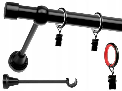 KARNISZ POJEDYNCZY 200 cm - fi 19 mm SIMPLE KARNISZE KÓŁKA CICHE CZARNY na Arena.pl